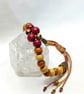 Wood Beaded Bracelet in Brown & Red - Image 2