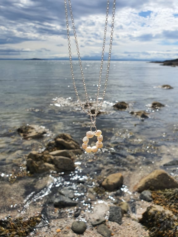 Fresh Water Pearl Pendant Silver Necklace