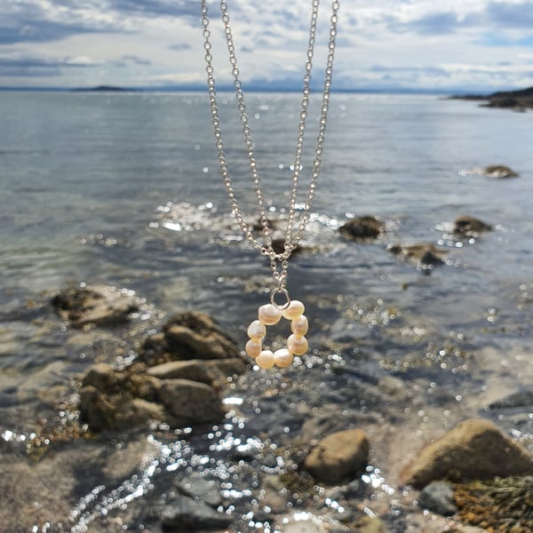 Fresh Water Pearl Pendant Silver Necklace