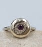 Sterling Silver Ruby Ring – Molten Texture – July Birthstone - Size O - Image 1
