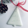 White Christmas tree decorations, fused glass