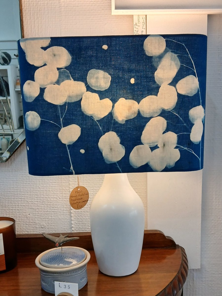 Hand Printed Cyanotype Oblong Lampshade (2)