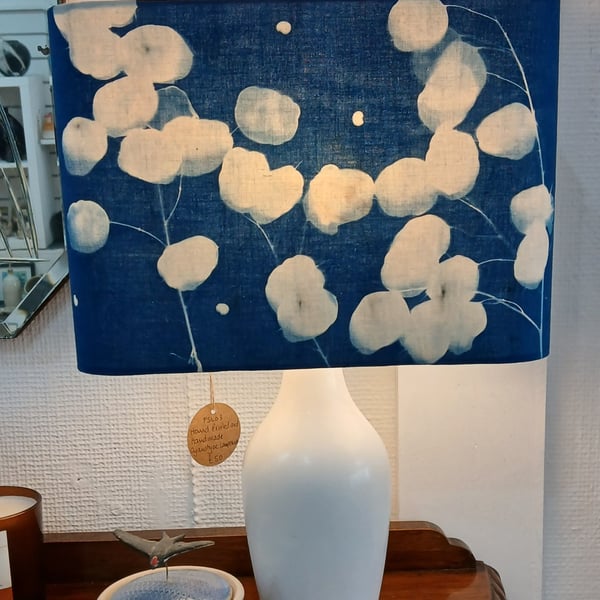 Hand Printed Cyanotype Oblong Lampshade (2)