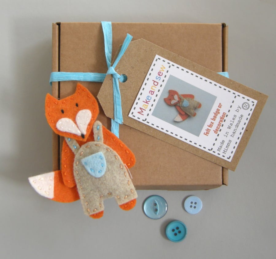 Felix the Fox sewing kit, make into a brooch or... - Folksy