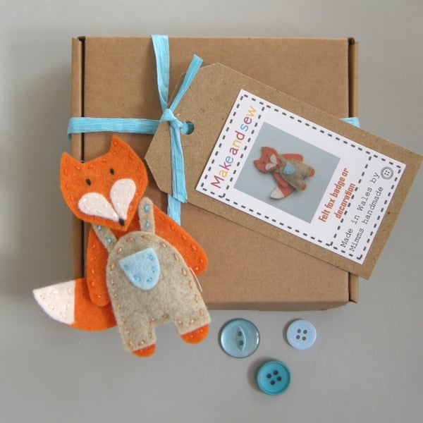 Felix the Fox sewing kit, make into a brooch or a decoration