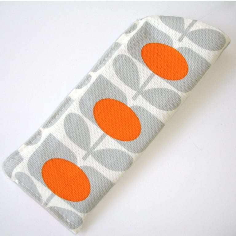 Glasses Sleeve Orange and Grey Retro 70s Flowers Case