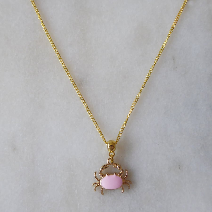 Enamelled Crab Pendant with gold plated Chain