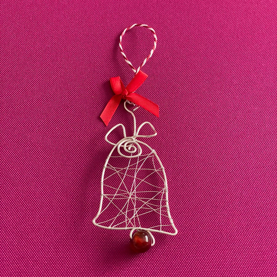 Wire Bell Christmas Tree Decoration - Agate Gemstone