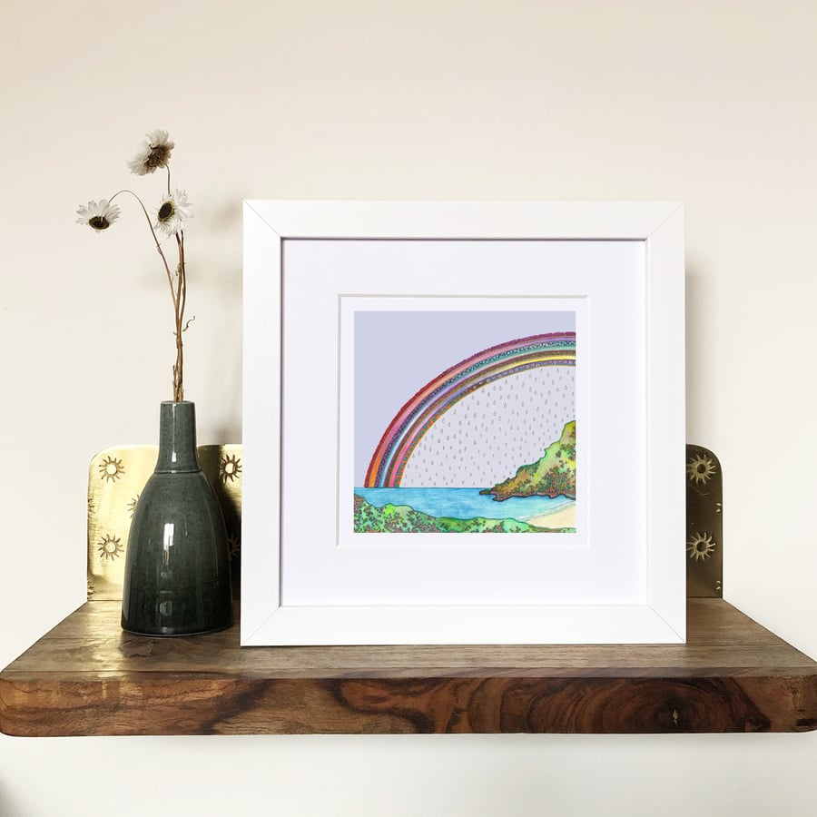 'Over The Bay' White Framed Print