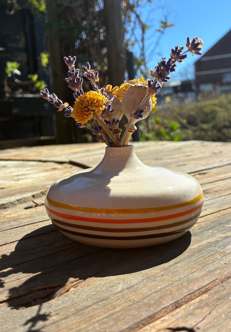 Small Handmade Striped Retro Bud Vase