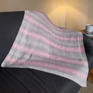 Hand Knitted Fair Isle Baby Blanket - Pink, Cream, Fawn Pram Gift