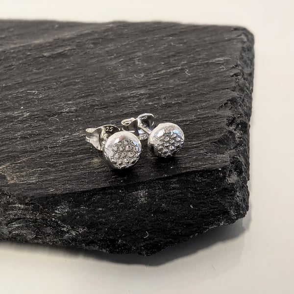 SILVER Tread Textured stud earrings, Handmade Urban Jewellery