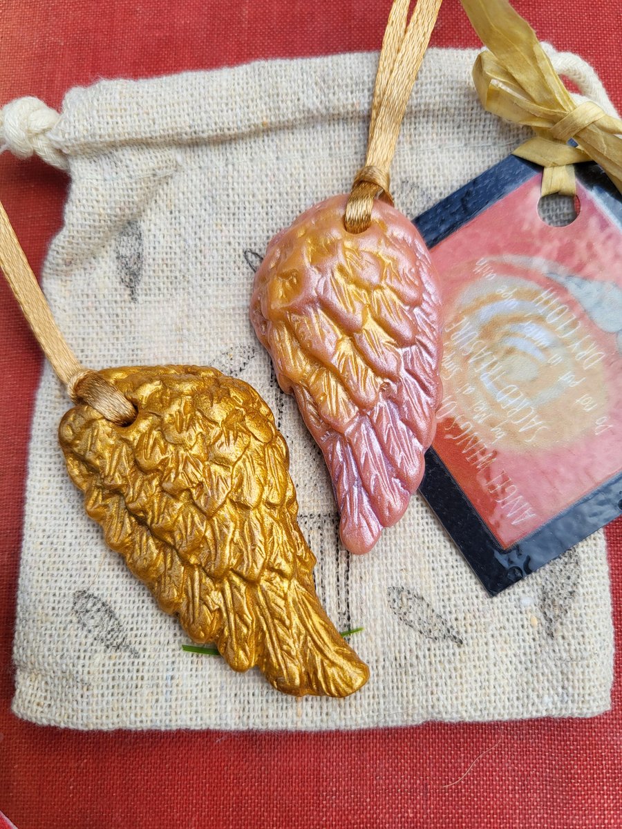Angel wings, fimo clay angel wings, angelic gifts, hanging decorations
