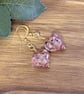 Pink Lampwork Heart Earrings – Handmade with Czech Glass and Gold Hooks