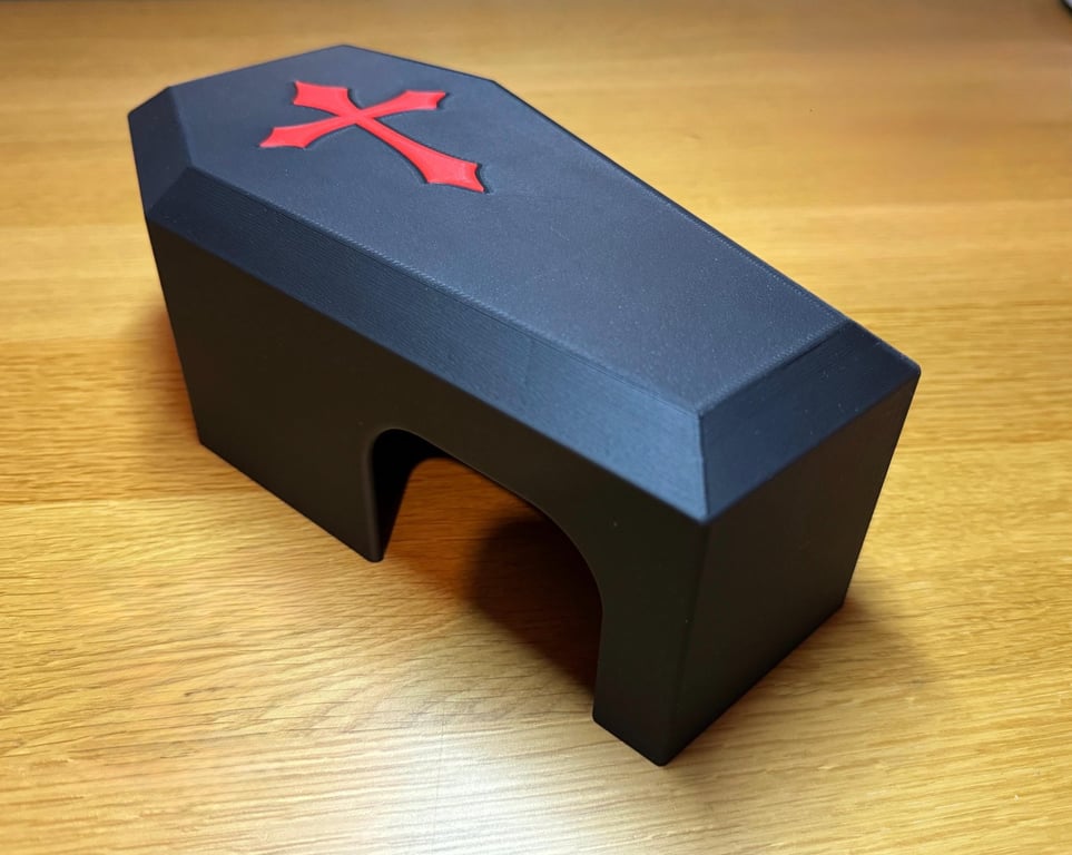 Reptile Coffin 9" Hide - Gothic 3D Printed Decor for Snakes, Geckos & Lizards