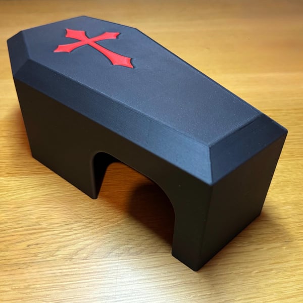 Reptile Coffin 9" Hide - Gothic 3D Printed Decor for Snakes, Geckos & Lizards