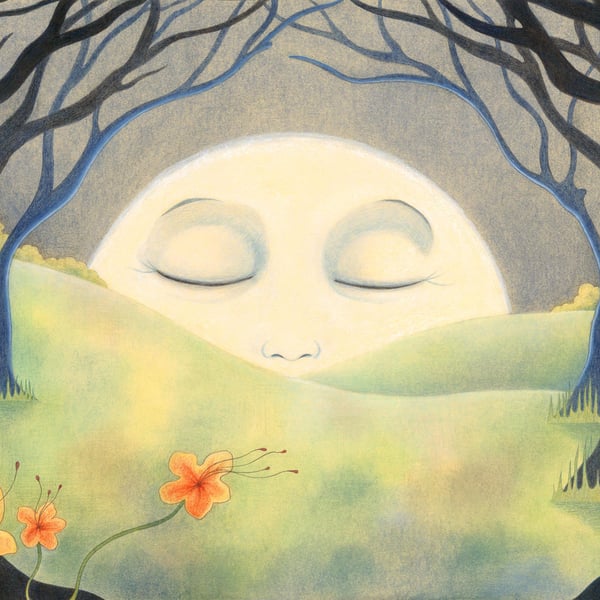 Perfectly Imperfect - Moon landscape Art print - "A Pale Moon. A 'second'. 