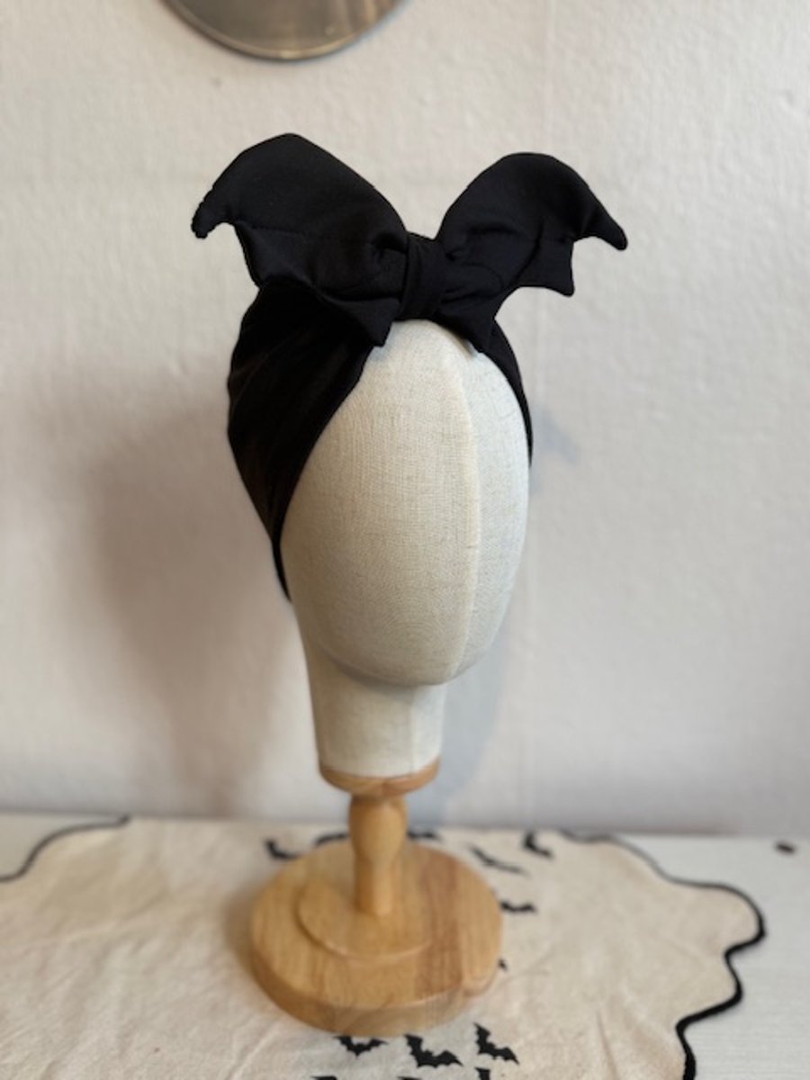 Bat Turban in Black Jersey 