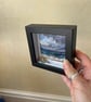 Beach scene cloudy sky, waves and sand needle felt black frame Seaglass shells - Image 4