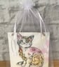 "Rosie" the cat.  Vintage floral wooden wall plaque picture. - Image 3