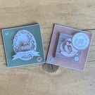 Set of 2 Handmade Woodland Animal Decoupage Greeting Cards - Squirrels & Owl