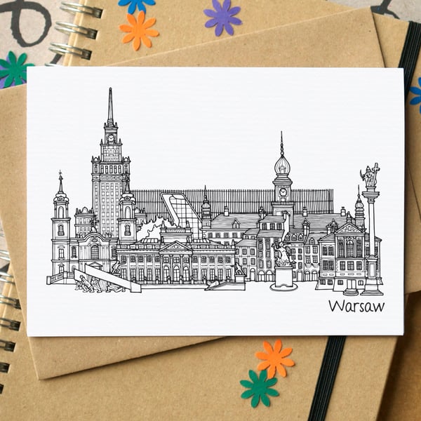 Warsaw Skyline Greetings Card