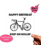 Printable cyclist birthday card with bicycle illustration - Image 2