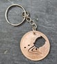 Aquarius symbol cut from penny coin as Keyring or Bag charm - Image 3