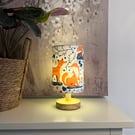Woodland Fox Print Lamp with Wooden Base