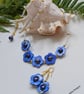 Designer Blue Mother of Pearl & Shell Pearl Necklace & Earrings Set Gold Plated