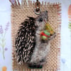Needle Felted Hedgehog Brooch 