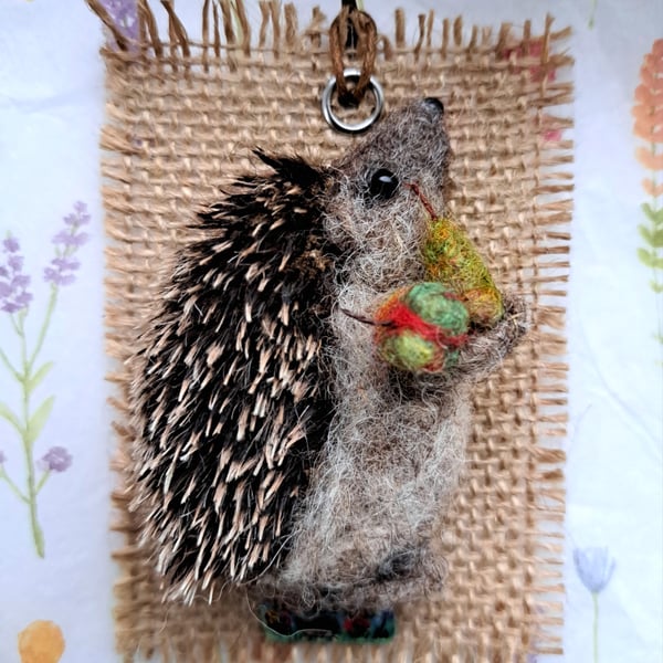 Needle Felted Hedgehog Brooch 