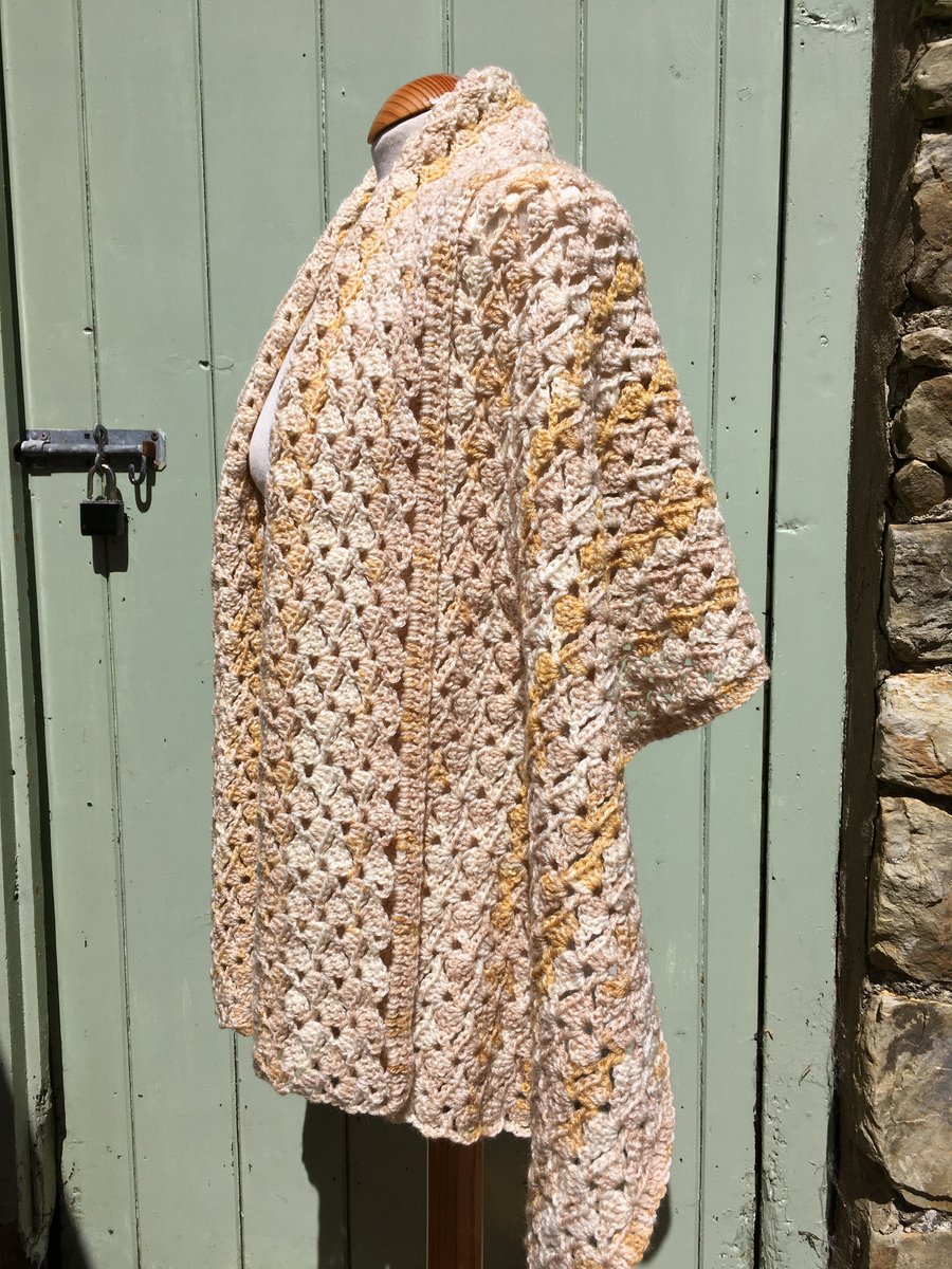 Handmade Light Autumn shawl in soft warm golden amber hues