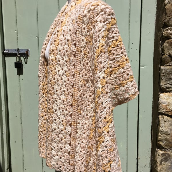 Handmade Light Autumn shawl in soft warm golden amber hues