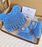 Handmade Crochet Baby Teddy Hat and Booties Set – Newborn Gift (0–6 Months)