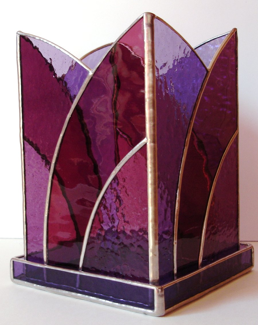 STAINED GLASS CANDLE HOLDER