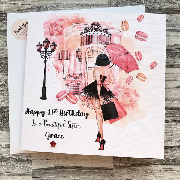 Personalised Birthday Card for Mum,Sister,granddaughter, Daughter,,Girlfriend