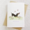 Dachshund Dog & Butterfly Birthday Card