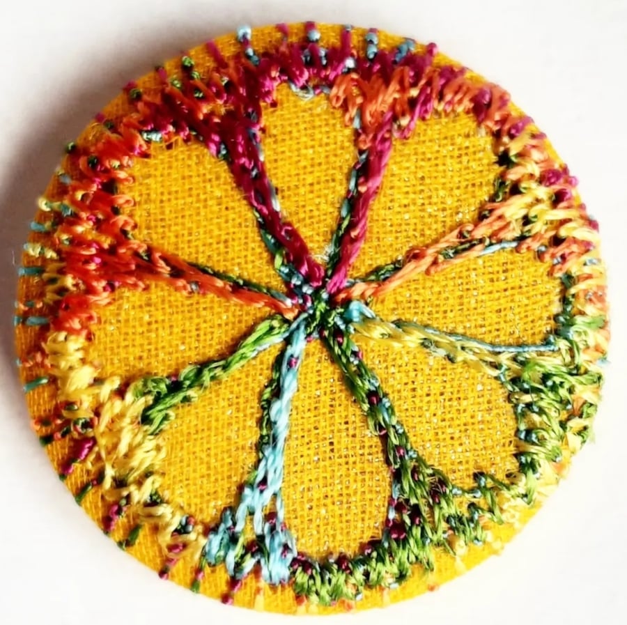 Buttons 1 inch button Hand Dyed Silks and Cottons Free Machine Embroidery Button