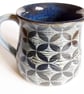 Blue Patterned Mug - Hand Thrown Stoneware Ceramic Mug - Image 2