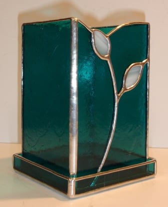 STAINED GLASS TULIP CANDLE LANTERN