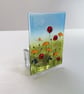 Wildflower tea light holder, gift for her, home decor. fused glass art, summer c - Image 1