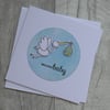 Welcome Baby - Stork and Baby Bundle - Baby Boy Card