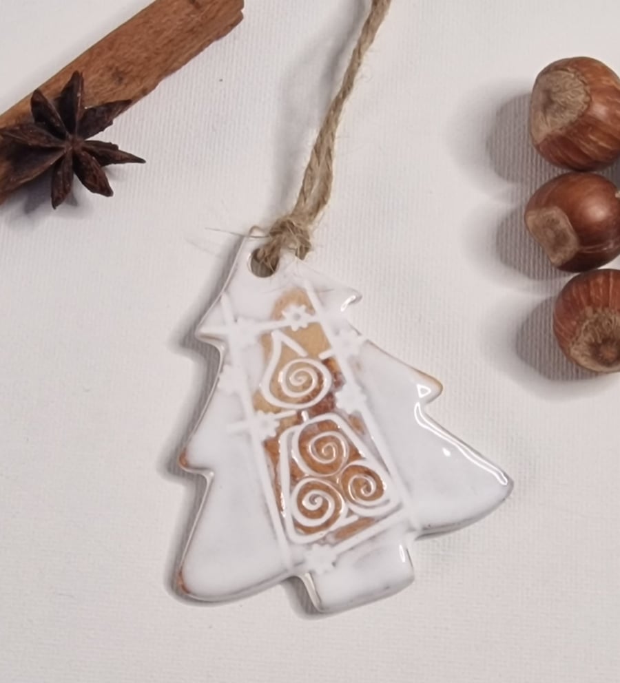 Handmade Ceramic Christmas Tree. Christmas decoration.