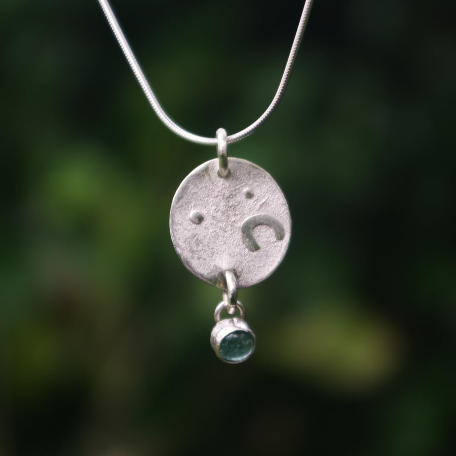 Textured Silver and Tourmaline Necklace