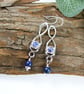 Earrings, Sterling Silver and Lapis Lazuli Unusual Droppers