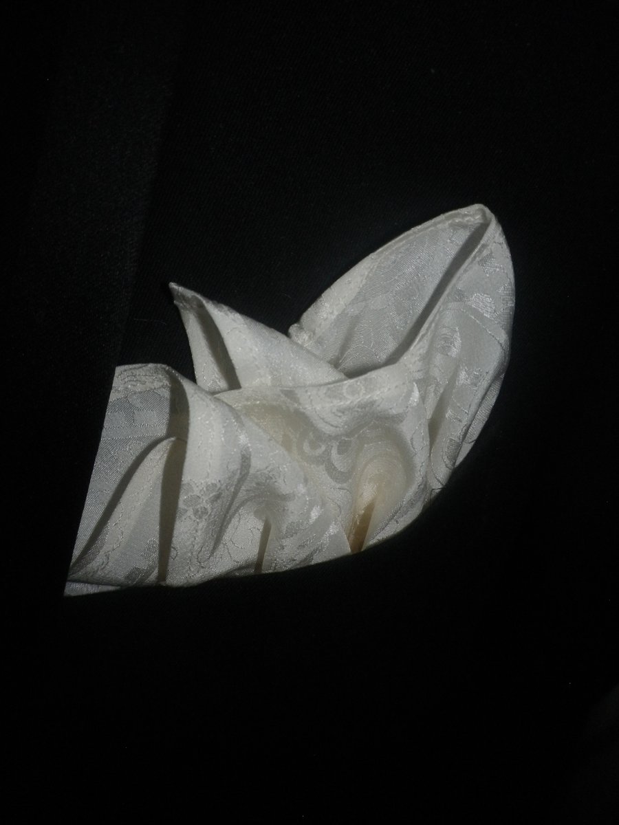 Cream pure silk jacquard paisley pocket square, free shipp gift wrapped