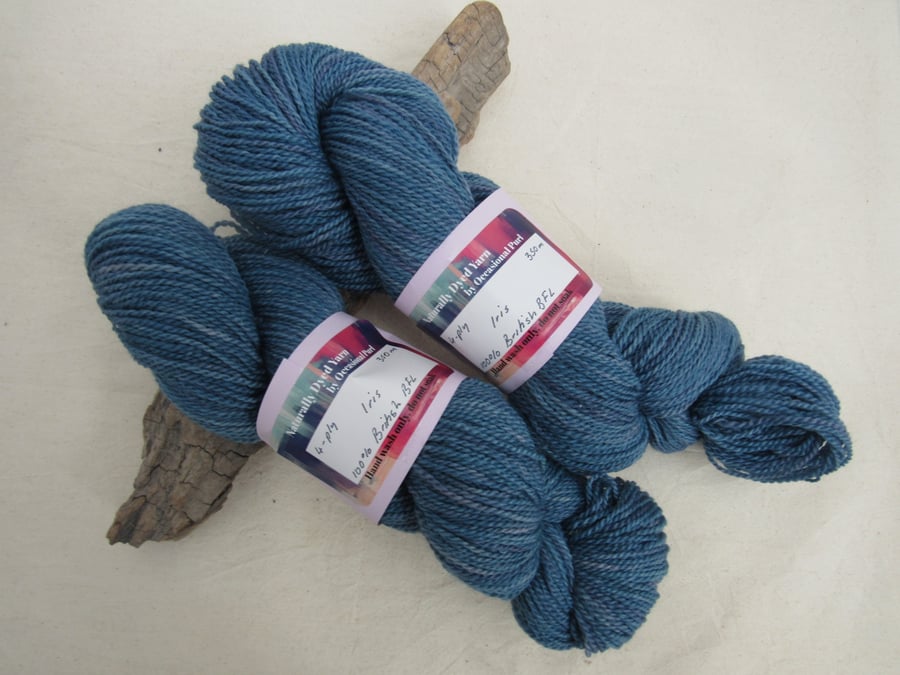 100g Iris BFL Space Dyed Natural Dye 4-ply Yarn
