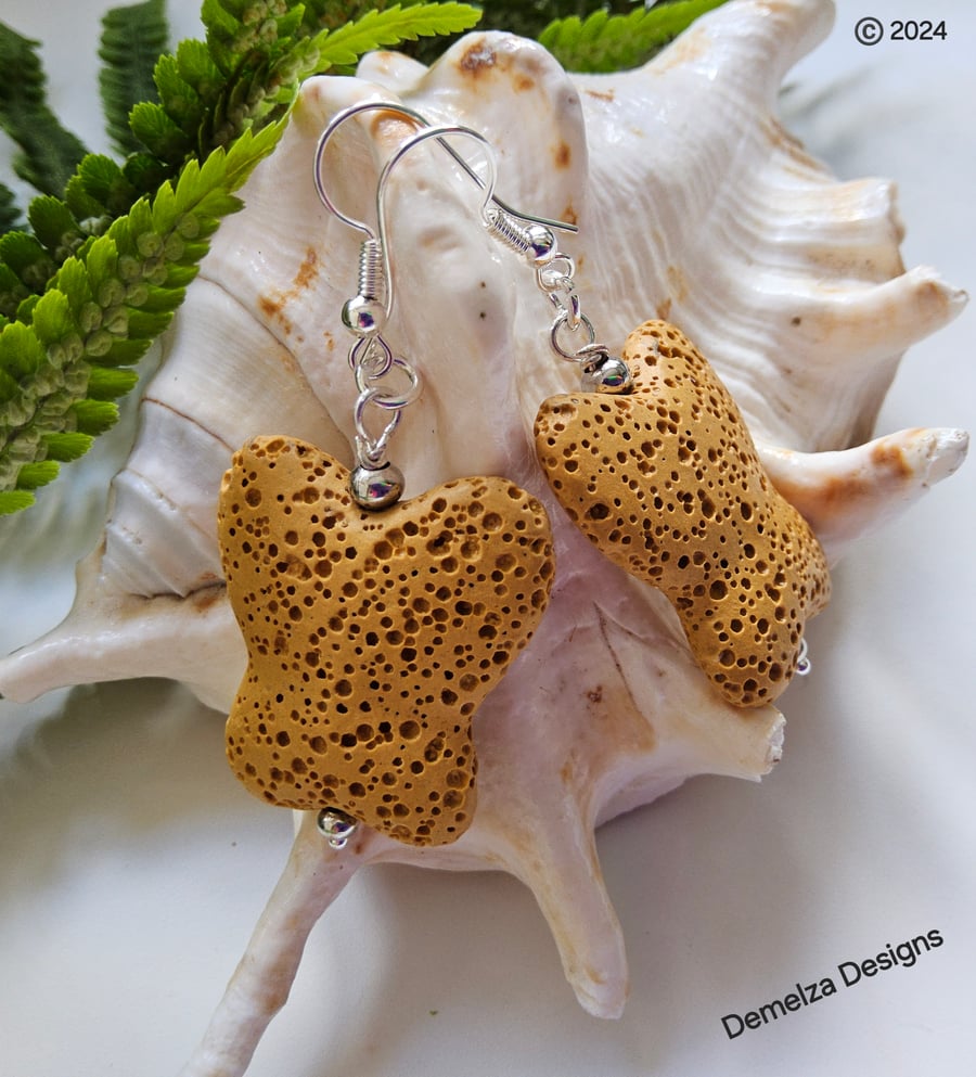 Lava Rock -Lava Stone Butterfly Earrings.
