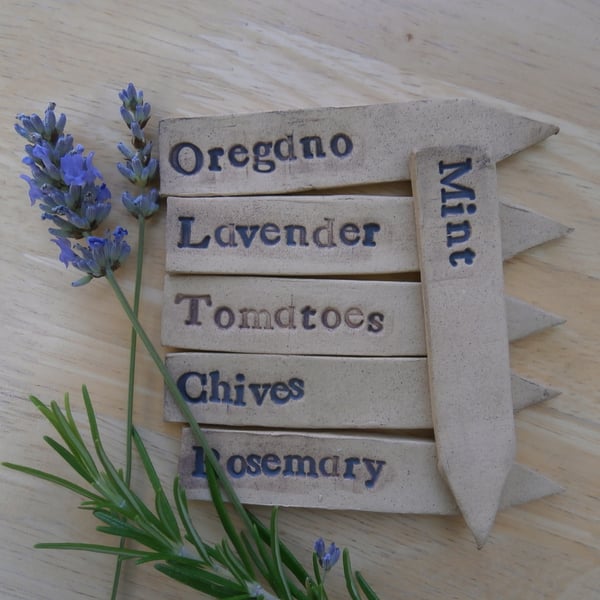 Herb marker, Seed name tags, Ceramic plant stakes set of 3, Made to order  2not